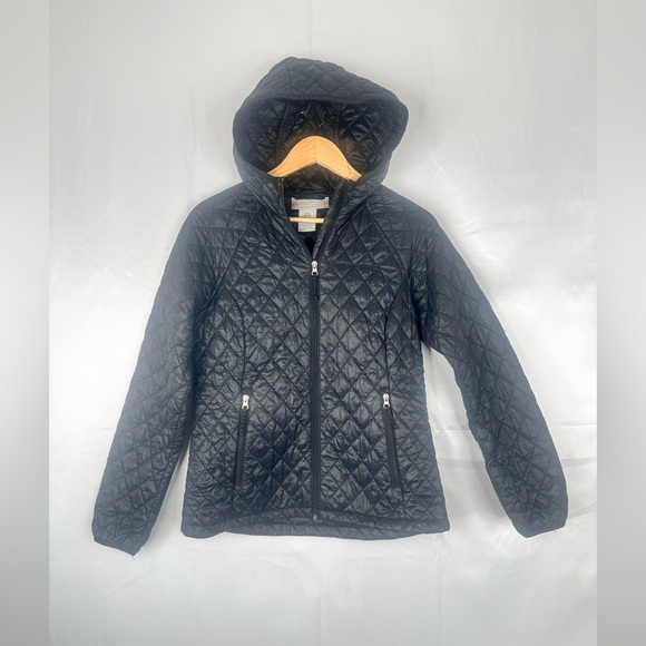 Free Country Charcoal Quilted Hooded Jacket Size M 100% Nylon - Picture 1 of 16